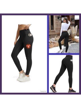 Fleece Lined Leggings Women Thermal Yoga Pants with Pockets Butt Lifting